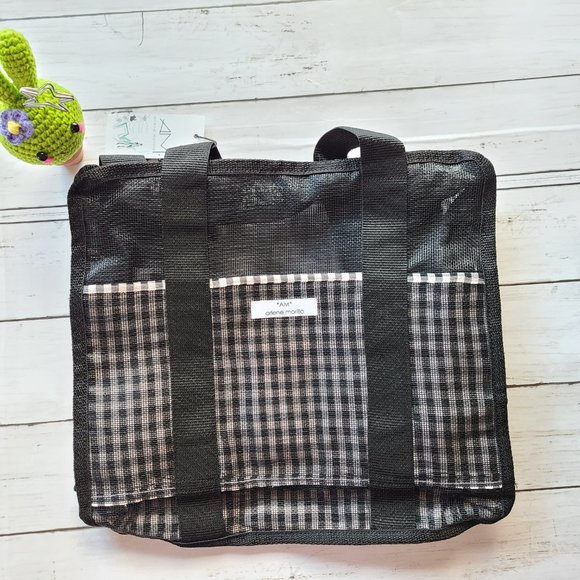Arlene Morillo Black Pink Plaid Mesh Backpack - Adjustable Straps main image 7